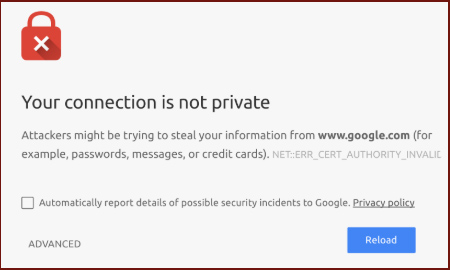 SSL certificate not present browser warning
